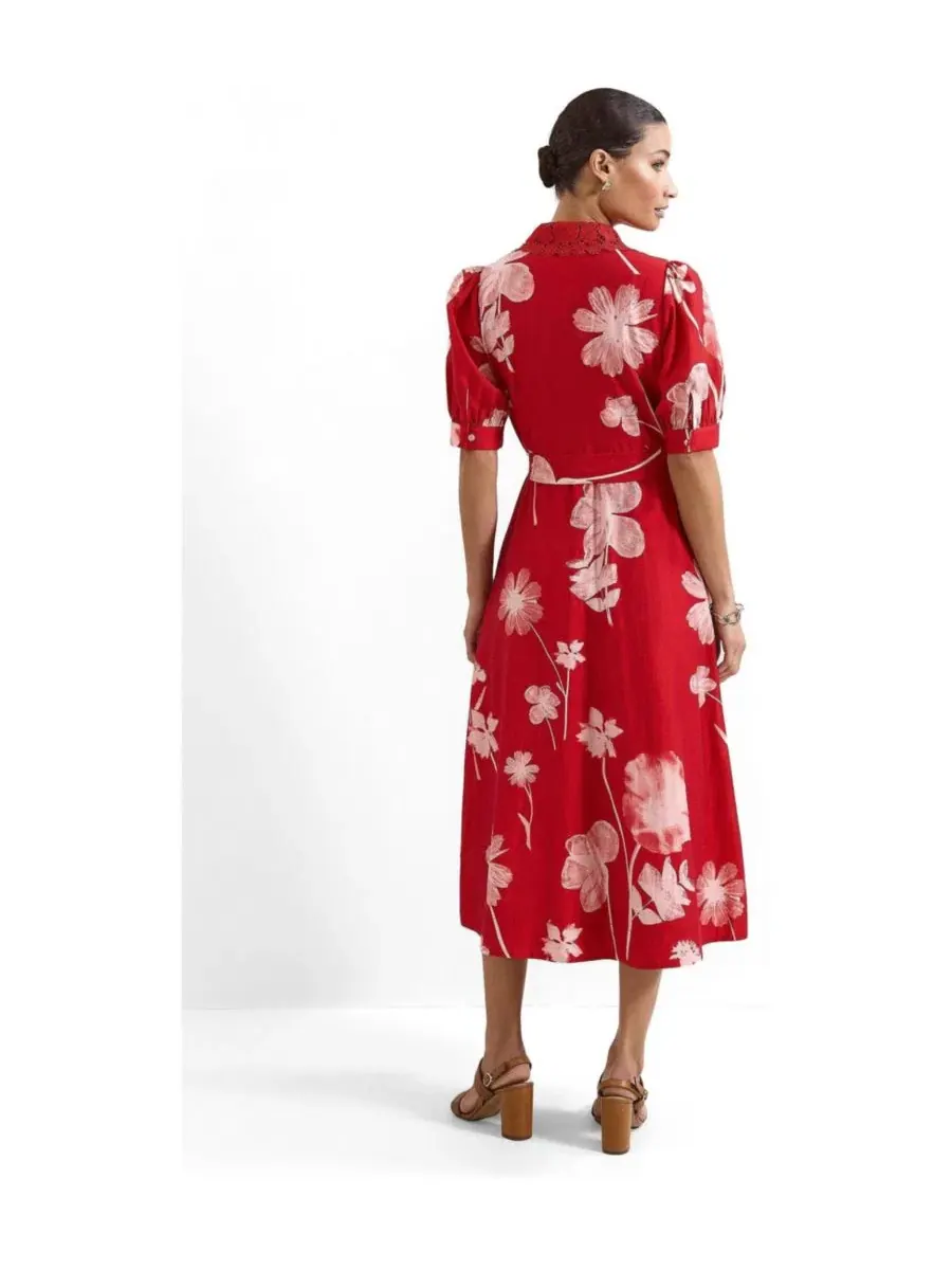 Платье-рубашка миди Delphine Midi Dress Self-Tie Waist Phase Eight — изображение 3 из 8, красный