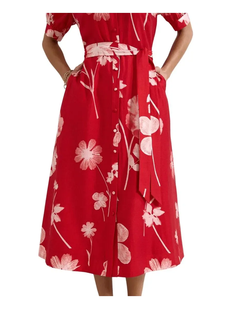 Платье-рубашка миди Delphine Midi Dress Self-Tie Waist Phase Eight — изображение 5 из 8, красный