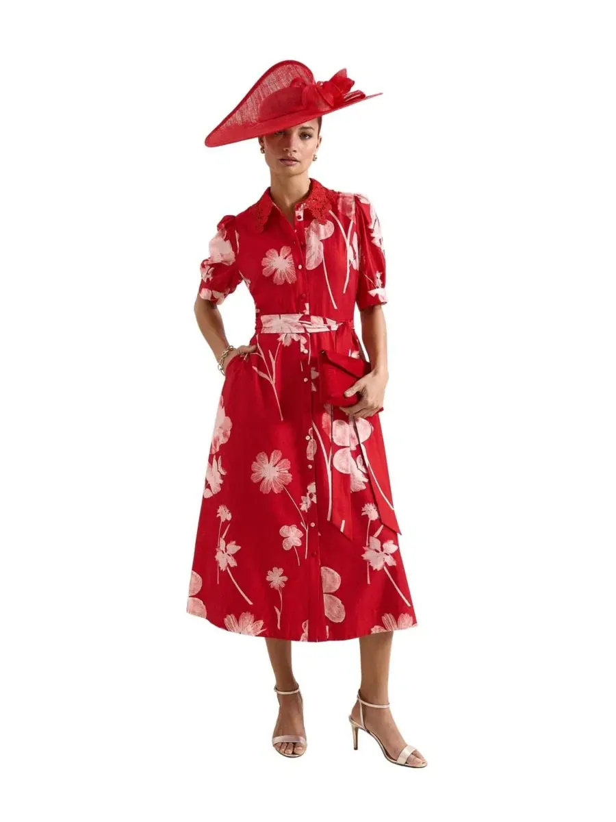 Платье-рубашка миди Delphine Midi Dress Self-Tie Waist Phase Eight — изображение 6 из 8, красный