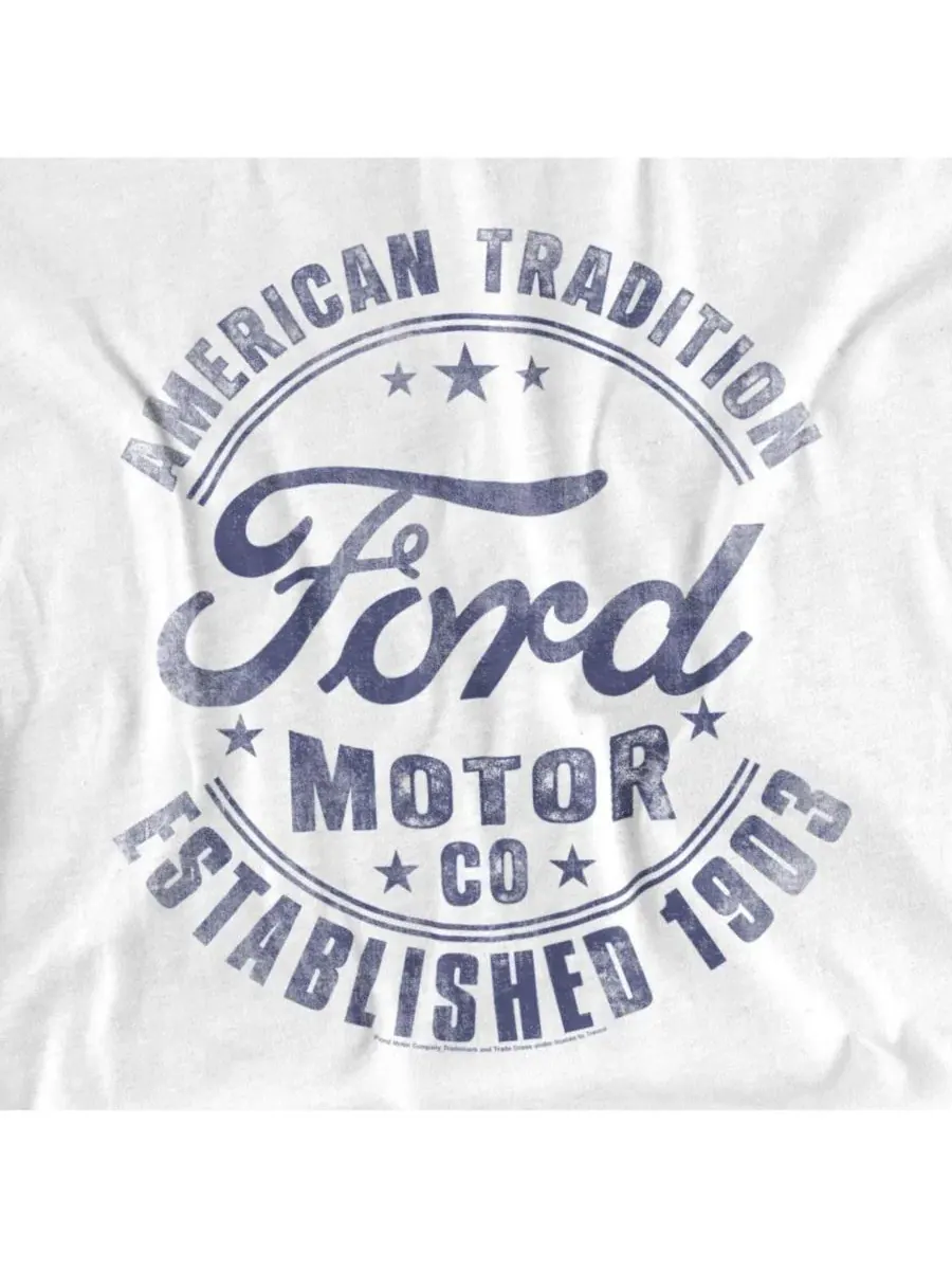 Футболка с принтом Ford Built In The USA Retro Mustang — изображение 3 из 3, белый