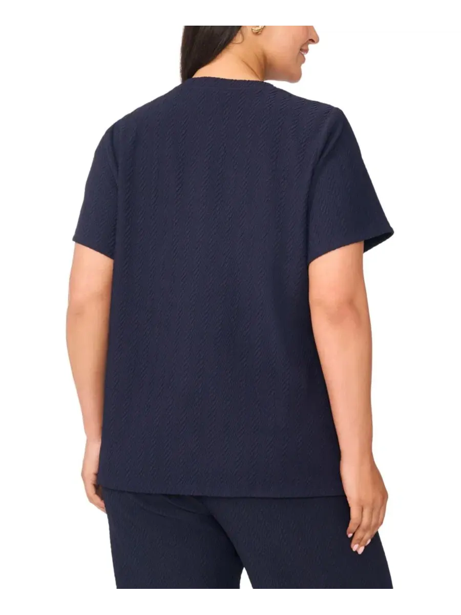 Футболка женская с круглым вырезом и коротким рукавом, Plus Size Vince Camuto — изображение 3 из 4, классический темно-синий