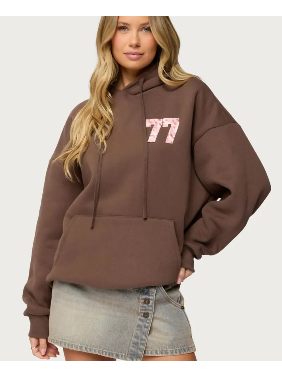 Женская толстовка Leopard 77 Oversized Edikted — изображение 1 из 5, коричневый
