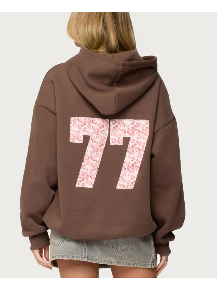 Женская толстовка Leopard 77 Oversized Edikted — изображение 2 из 5, коричневый