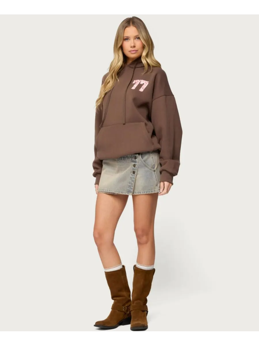 Женская толстовка Leopard 77 Oversized Edikted — изображение 3 из 5, коричневый