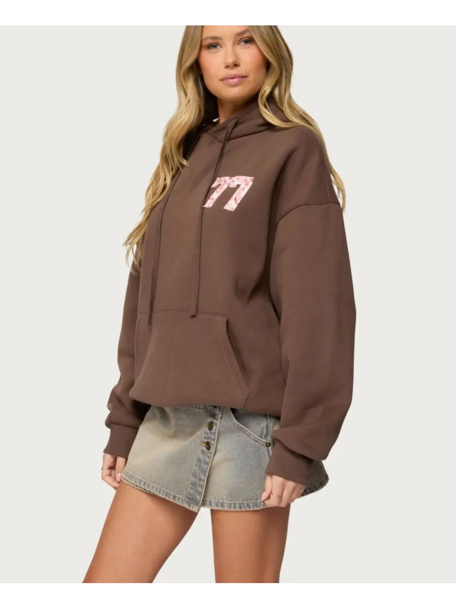 Женская толстовка Leopard 77 Oversized Edikted — изображение 4 из 5, коричневый