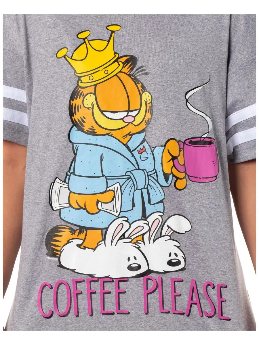 Ночная рубашка-платье с коротким рукавом, модель Comic Coffee Please Garfield — изображение 3 из 3, серый