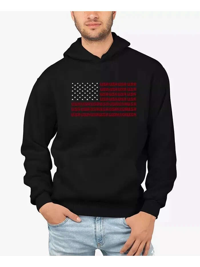 Мужская толстовка с капюшоном и флагом США Word Art LA Pop Art — изображение 1 из 3, черный