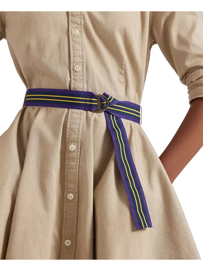 Хлопковое платье-рубашка с поясом Big Girls Chino Polo Ralph Lauren — изображение 6 из 6, классический хаки