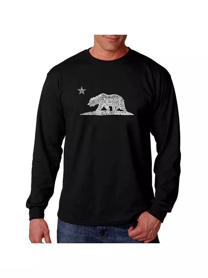 Футболка с длинным рукавом с надписью Word Art - California Bear LA Pop Art — изображение 1 из 2, черный