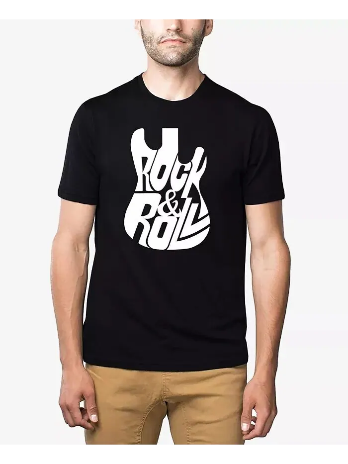 Rock And Roll Guitar — мужская футболка премиум-класса Word Art LA Pop Art — изображение 1 из 4, черный