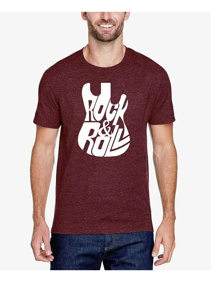 Rock And Roll Guitar — мужская футболка премиум-класса Word Art LA Pop Art — изображение 1 из 5, бордовый