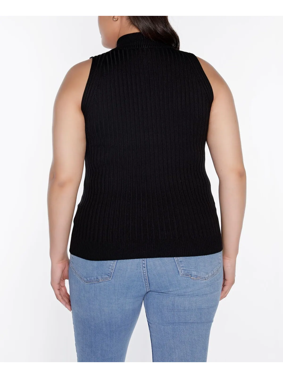 Свитер без рукавов с молнией в четверть размера Black Label Plus Size Belldini — изображение 2 из 6, черный