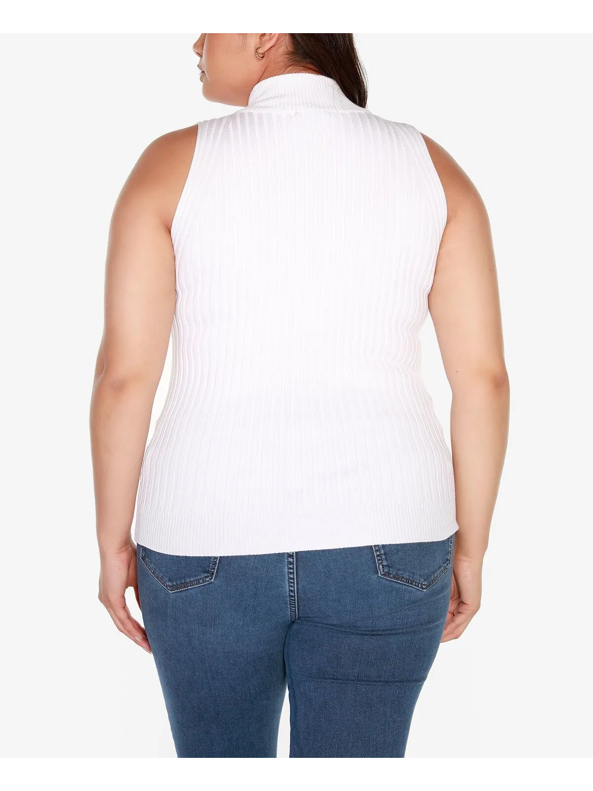Свитер без рукавов с молнией в четверть размера Black Label Plus Size Belldini — изображение 2 из 5, белый