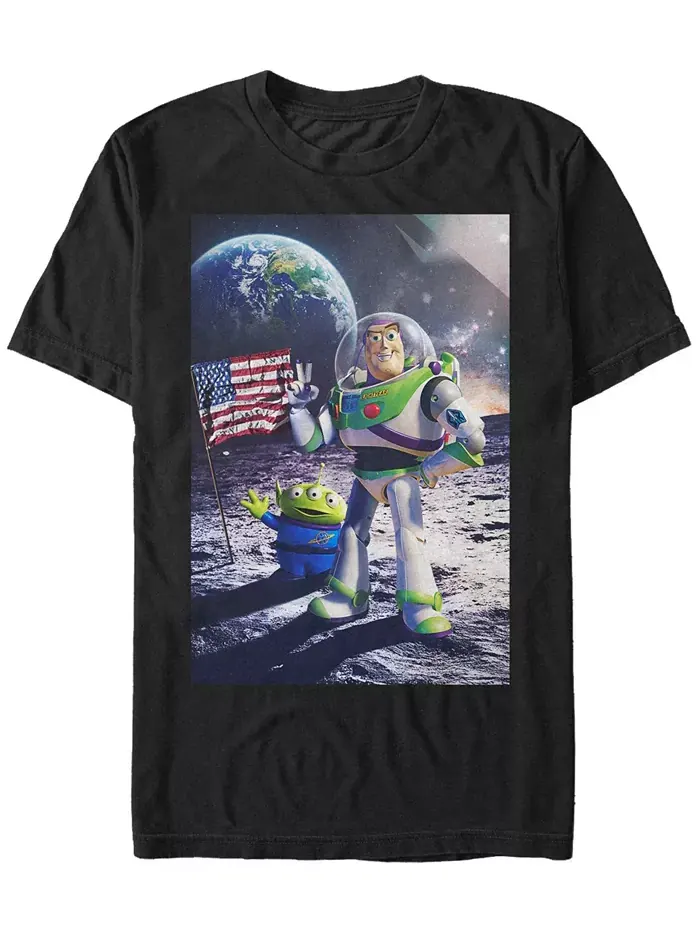 Футболка мужская Disney Pixar Toy Story Buzz Moon Landing с коротким рукавом Fifth Sun — изображение 1 из 1, черный