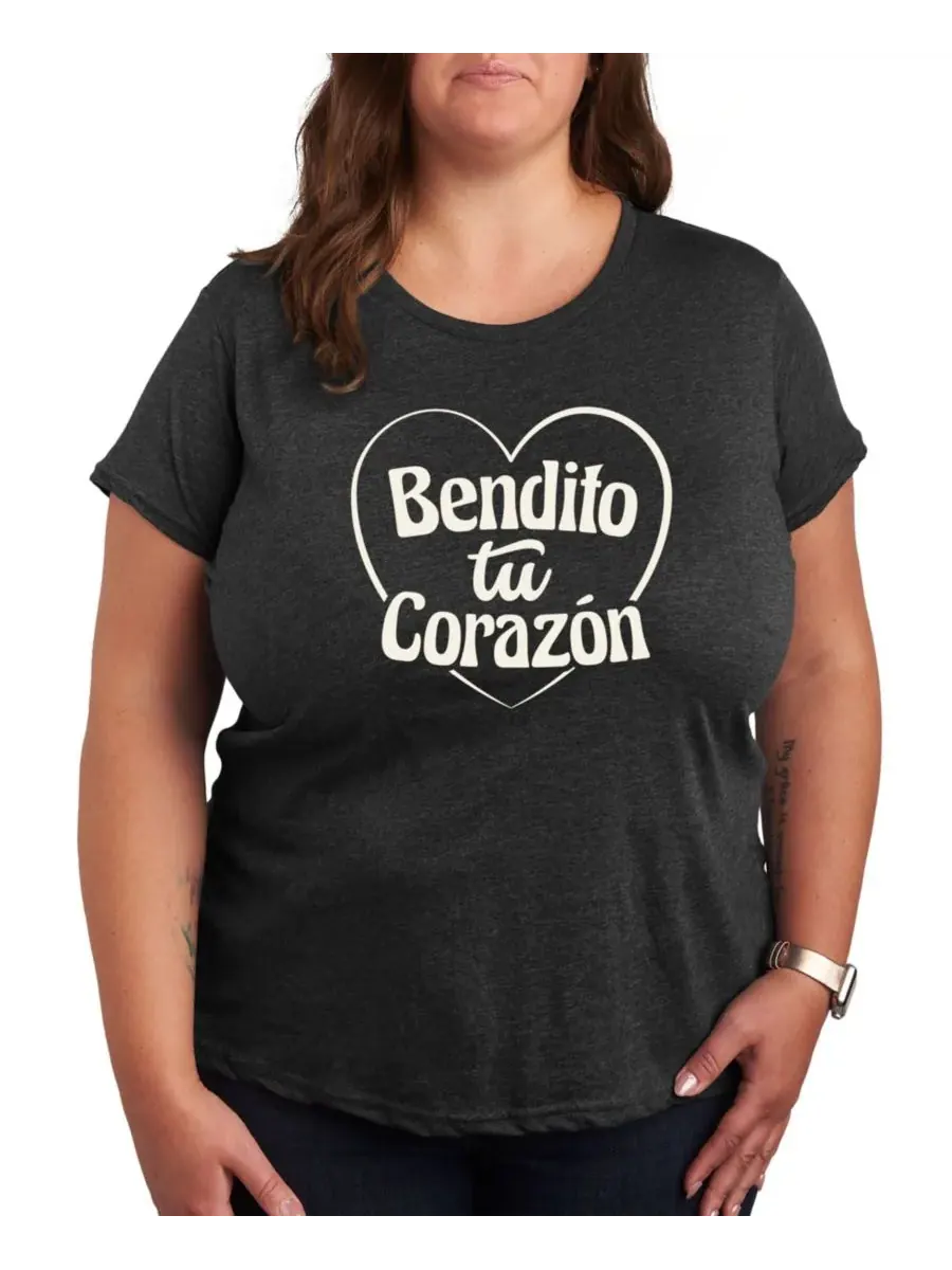 Bendito Tu Corazon Футболка с графическим принтом больших размеров Hybrid Apparel — изображение 1 из 3, серый