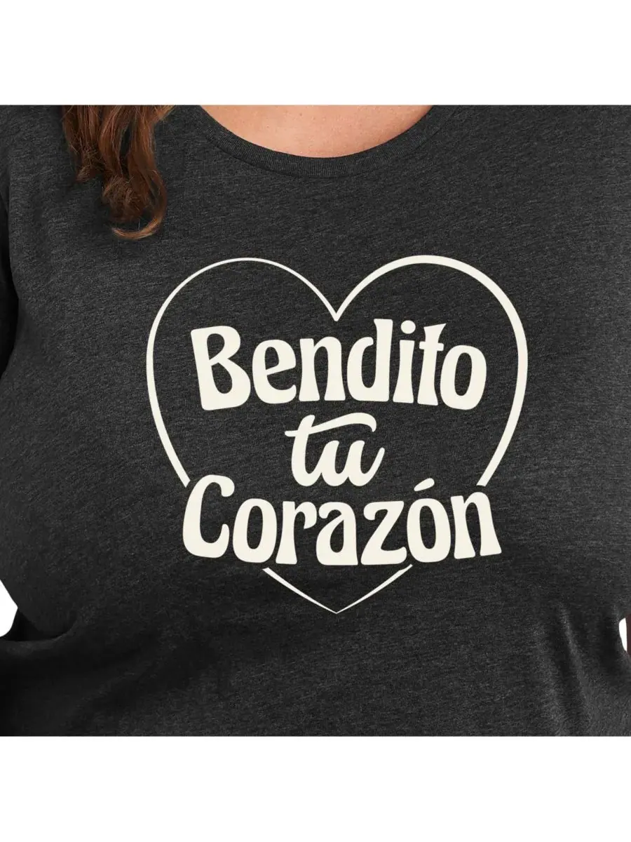 Bendito Tu Corazon Футболка с графическим принтом больших размеров Hybrid Apparel — изображение 3 из 3, серый