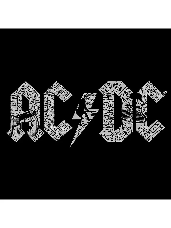 Женская футболка AC/DC Word Art с V-образным вырезом LA Pop Art — изображение 2 из 3, черный