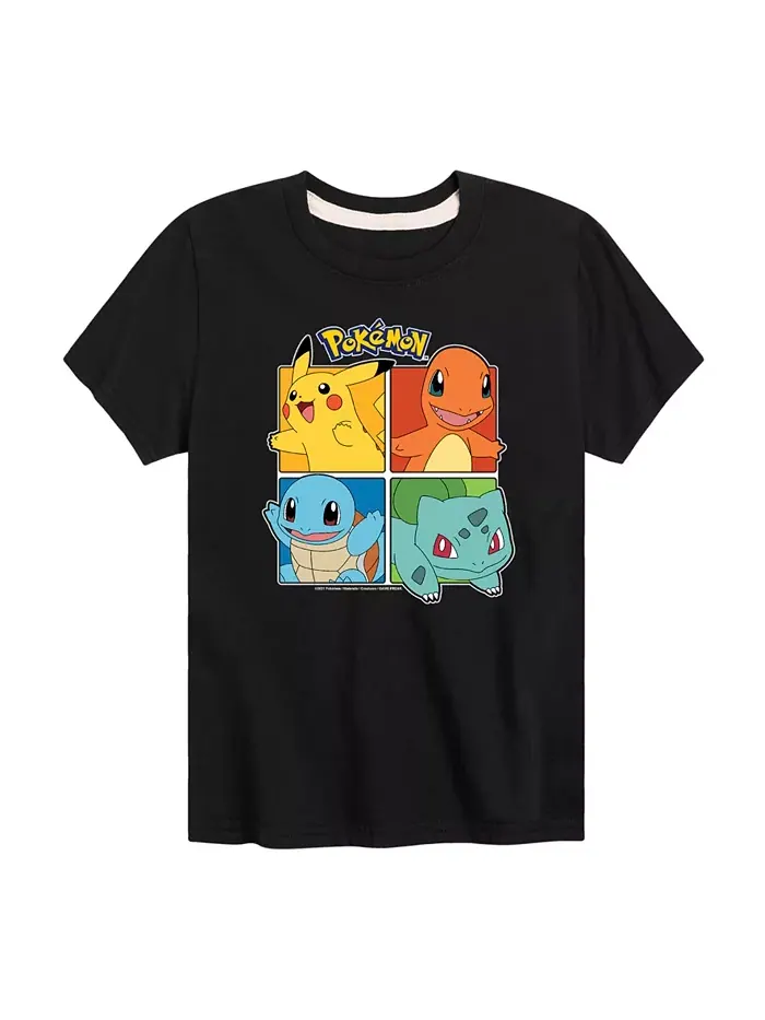 Футболка с принтом персонажей Pokémon для мальчиков старшего возраста Pokemon — черный