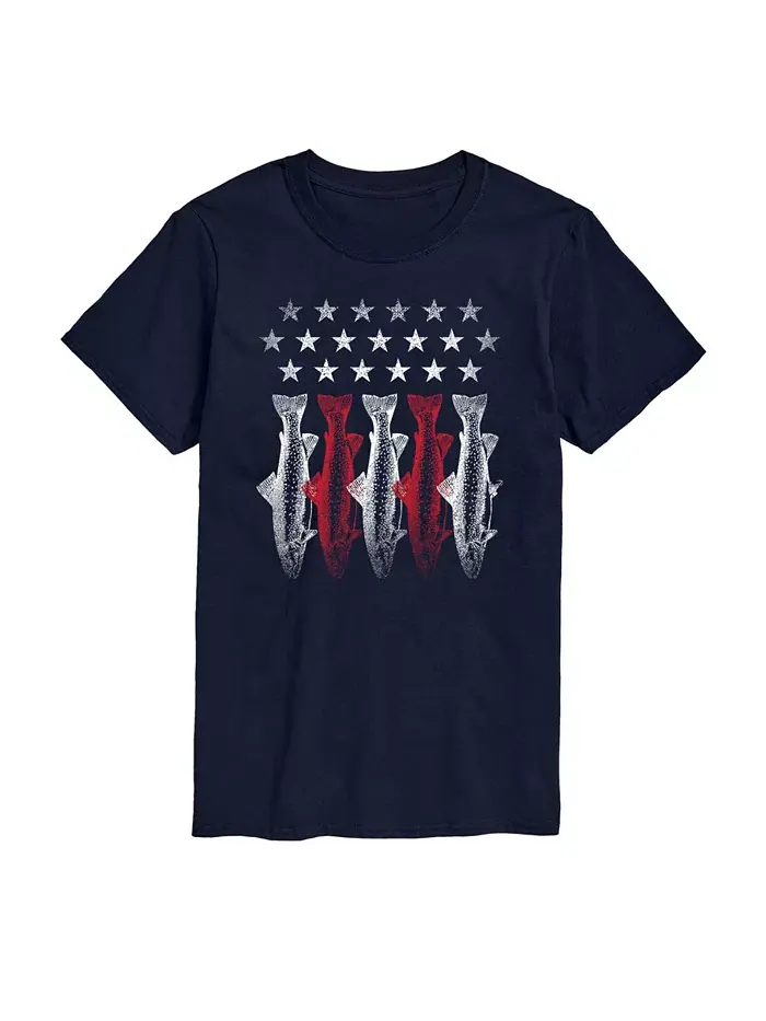 Мужская футболка с коротким рукавом American Flag Fish AIRWAVES — изображение 1 из 3, синий
