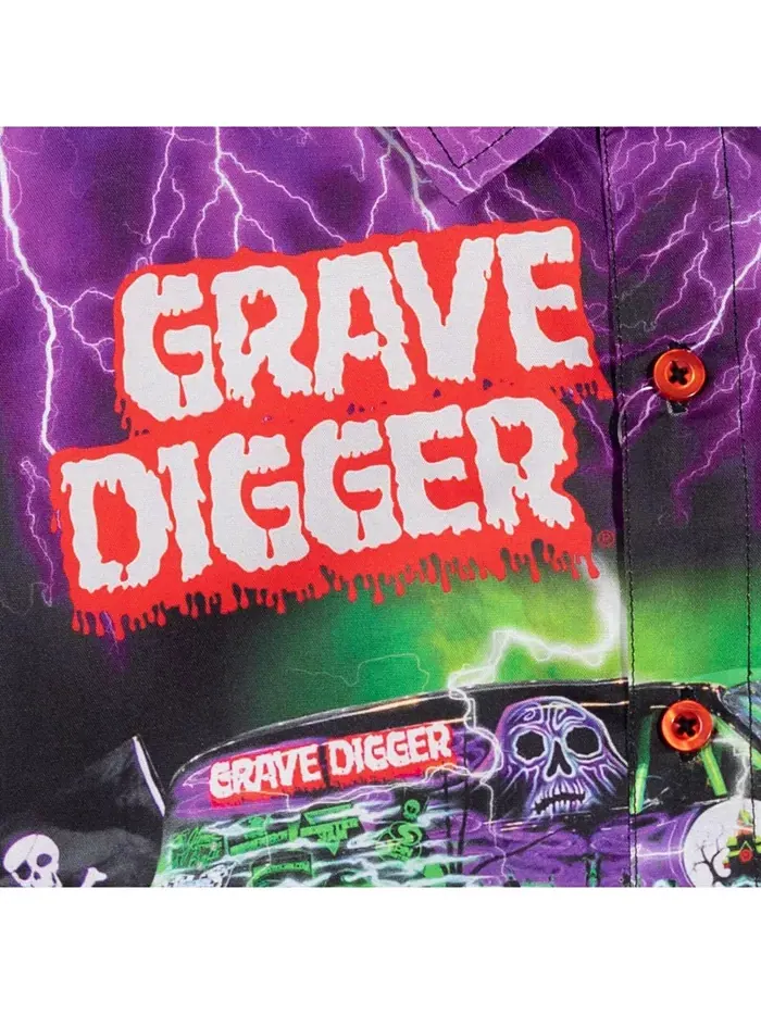 Гавайская рубашка на пуговицах Grave Digger Monster Jam — 3