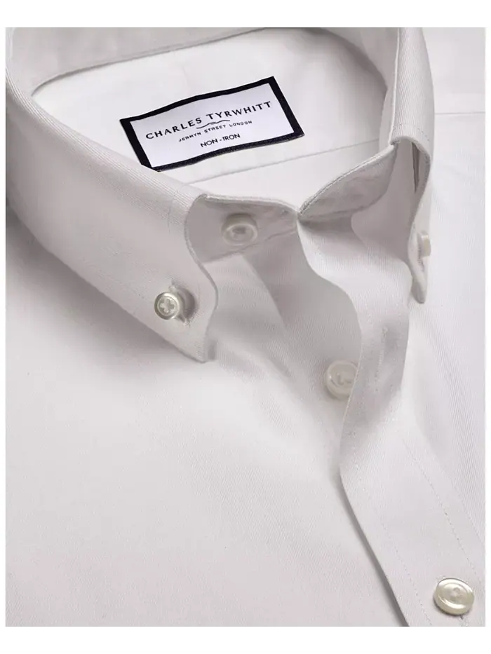 Мужская классическая рубашка Slim-Fit Charles Tyrwhitt — изображение 4 из 5, белый