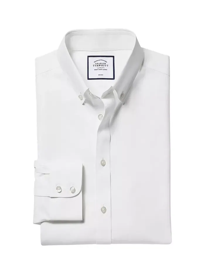 Мужская классическая рубашка Slim-Fit Charles Tyrwhitt — изображение 5 из 5, белый