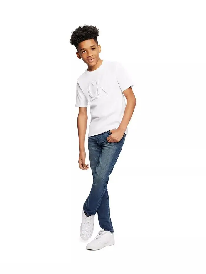 Футболка из хлопка с графическим принтом Big Boys Calvin Klein — изображение 4 из 5, белый