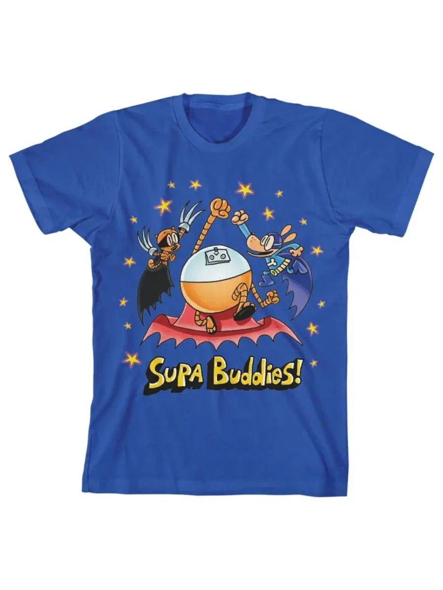 Детская футболка с коротким рукавом и круглым вырезом Supa Buddies, королевский синий, размер XL — синий