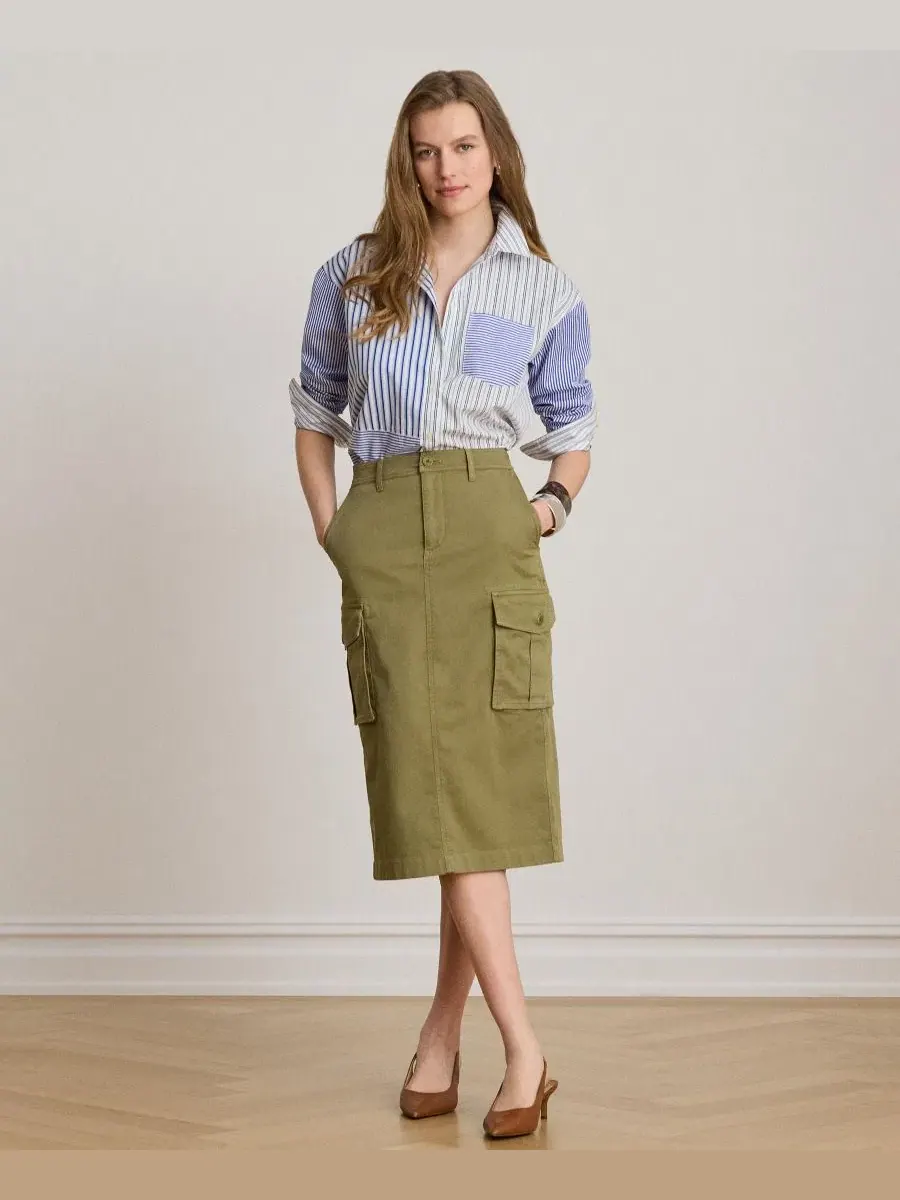 Женская юбка-карандаш чинос на молнии и застежке-молнии Lauren Ralph Lauren — изображение 1 из 7, агава