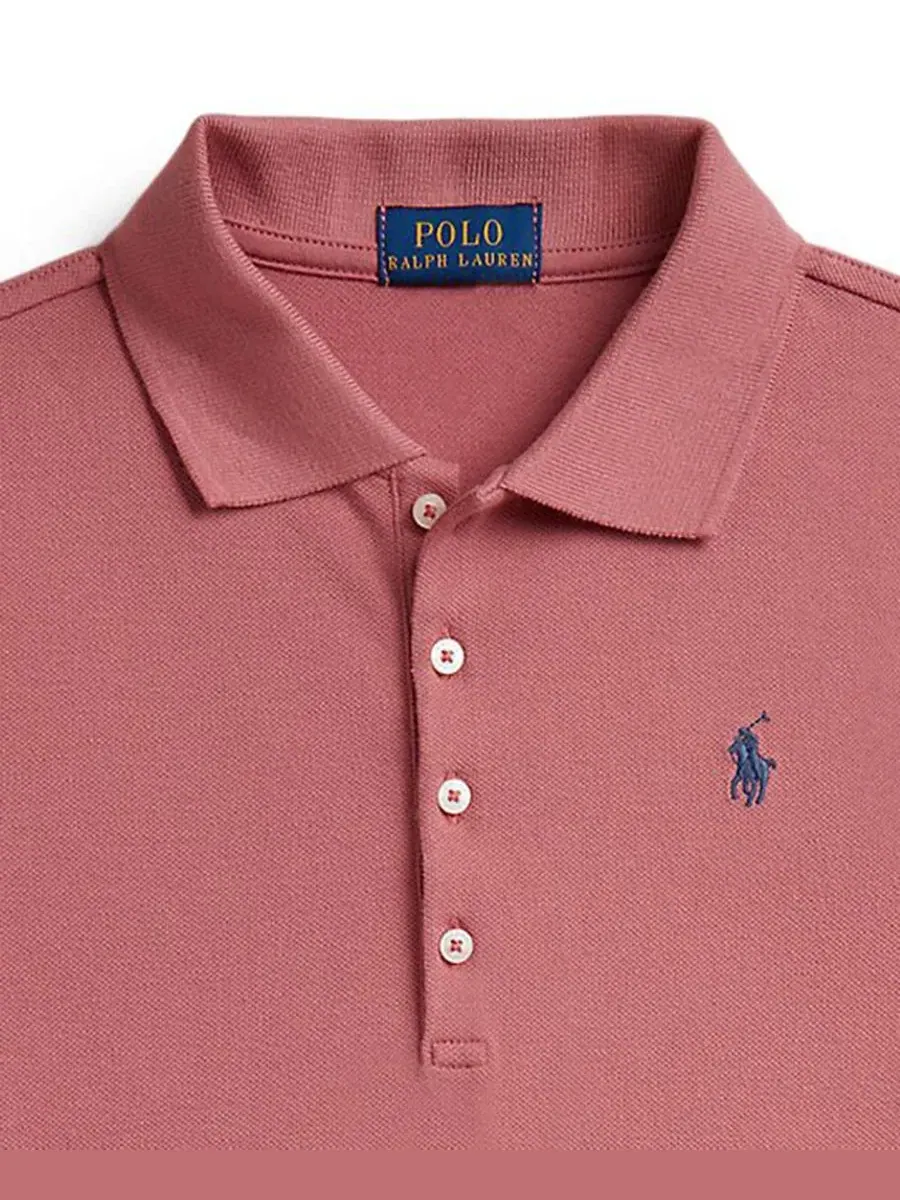 Платье-поло с плиссированной юбкой, модель Pleated Stretch Mesh Polo Dress Polo Ralph Lauren — изображение 3 из 3, розовый