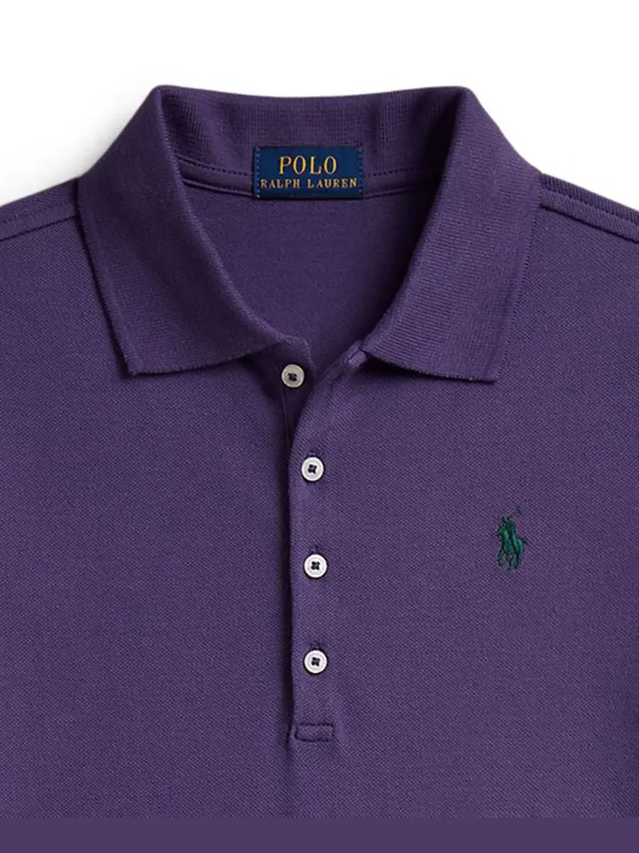 Платье-поло с плиссированной юбкой из хлопковой сетки Polo Ralph Lauren — изображение 3 из 3, фиолетовый