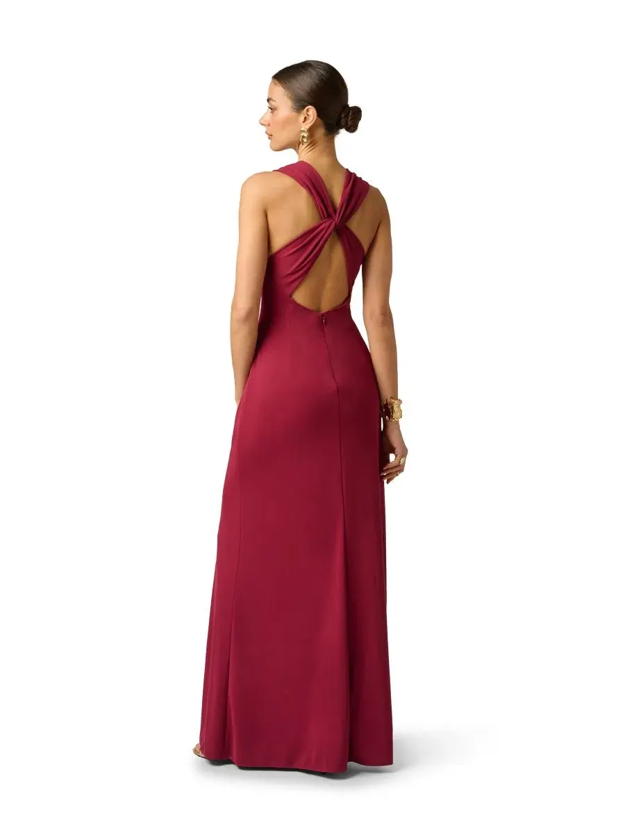 Платье-бальное с запахом Artisan Plunge V-Neck Draped Ball Gown Adrianna — изображение 5 из 5, багряный