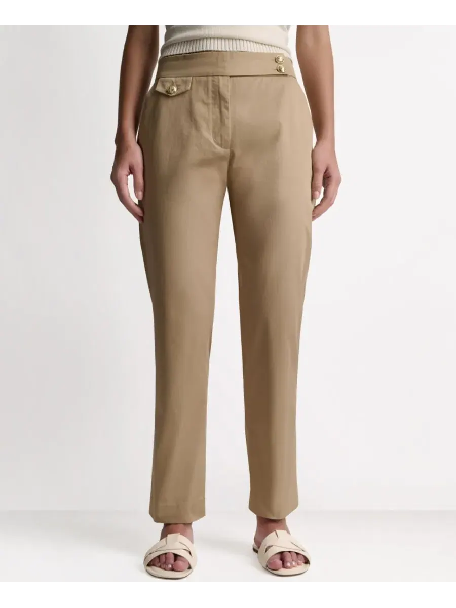 Брюки прямого кроя с завышенной талией BCBG — изображение 1 из 6, песочный