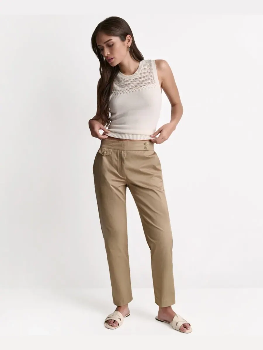 Брюки прямого кроя с завышенной талией BCBG — изображение 2 из 6, песочный