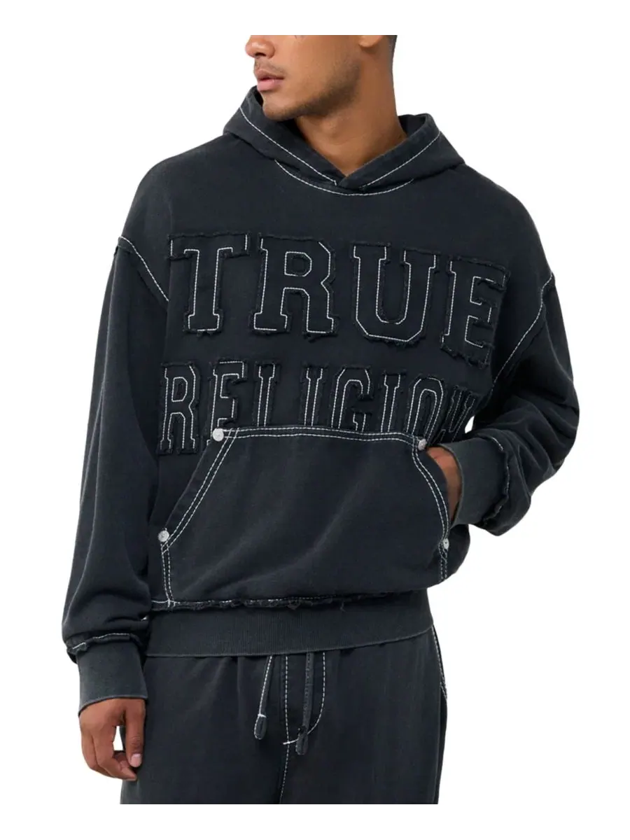 Худи с контрастной вышивкой True Religion — изображение 2 из 3, черный