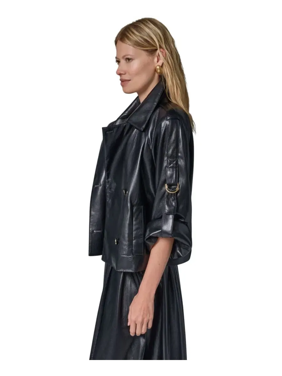 Куртка-жакет с отложным воротником и рукавами с отворотами Donna Karan New York — изображение 7 из 14, черный