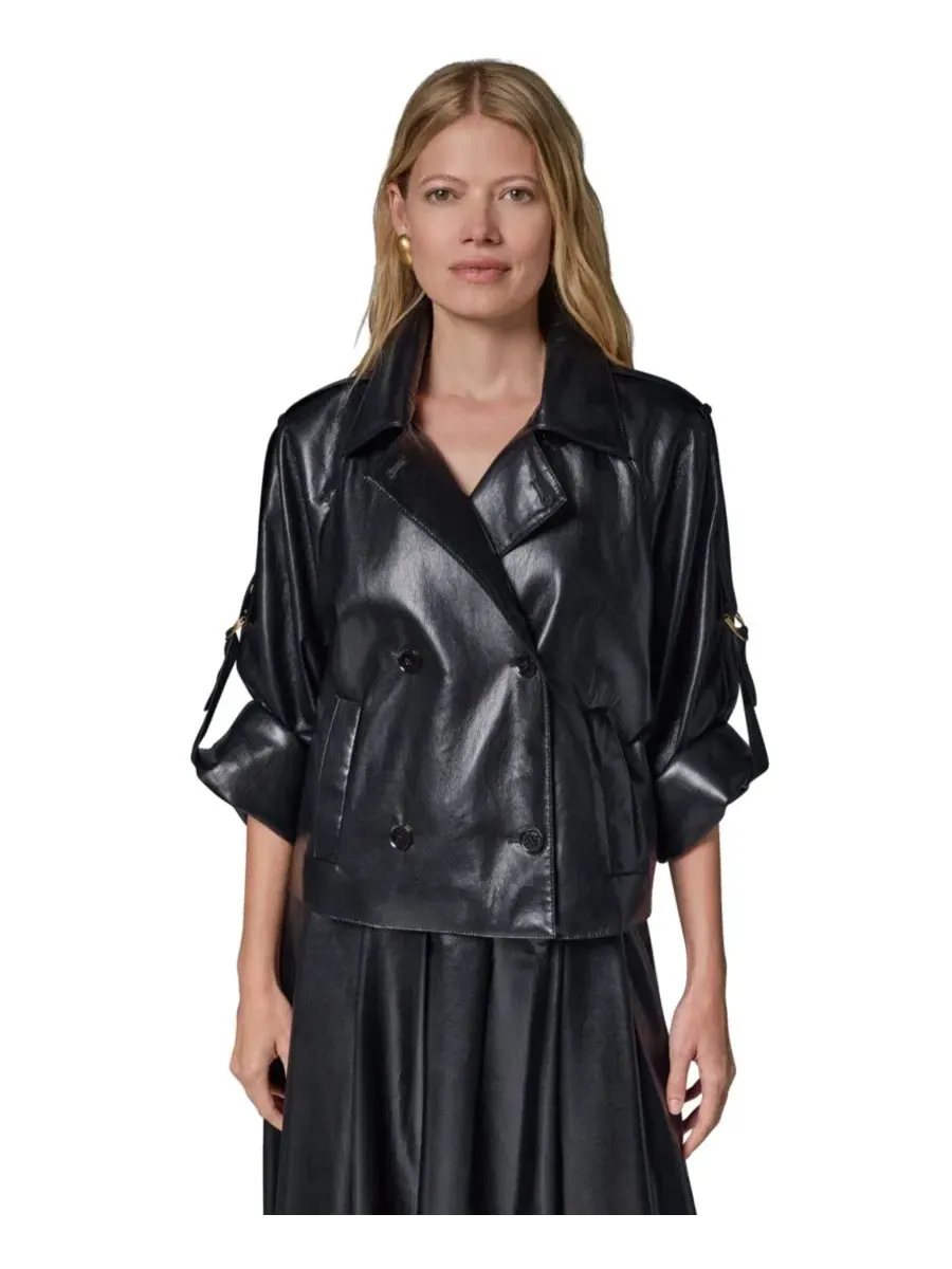 Куртка-жакет с отложным воротником и рукавами с отворотами Donna Karan New York — изображение 9 из 14, черный