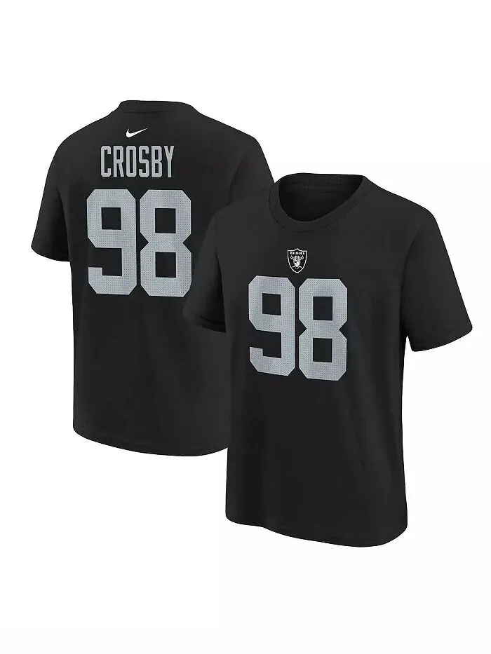 Молодежная футболка Maxx Crosby Black Las Vegas Raiders с именем и номером игрока Nike — изображение 1 из 3, черный