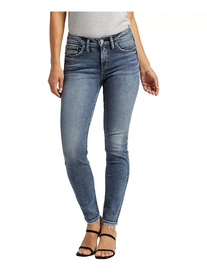 Женские джинсы Suki Mid Rise Curvy Fit Slim Skinny Silver Jeans Co. — изображение 1 из 4, синий