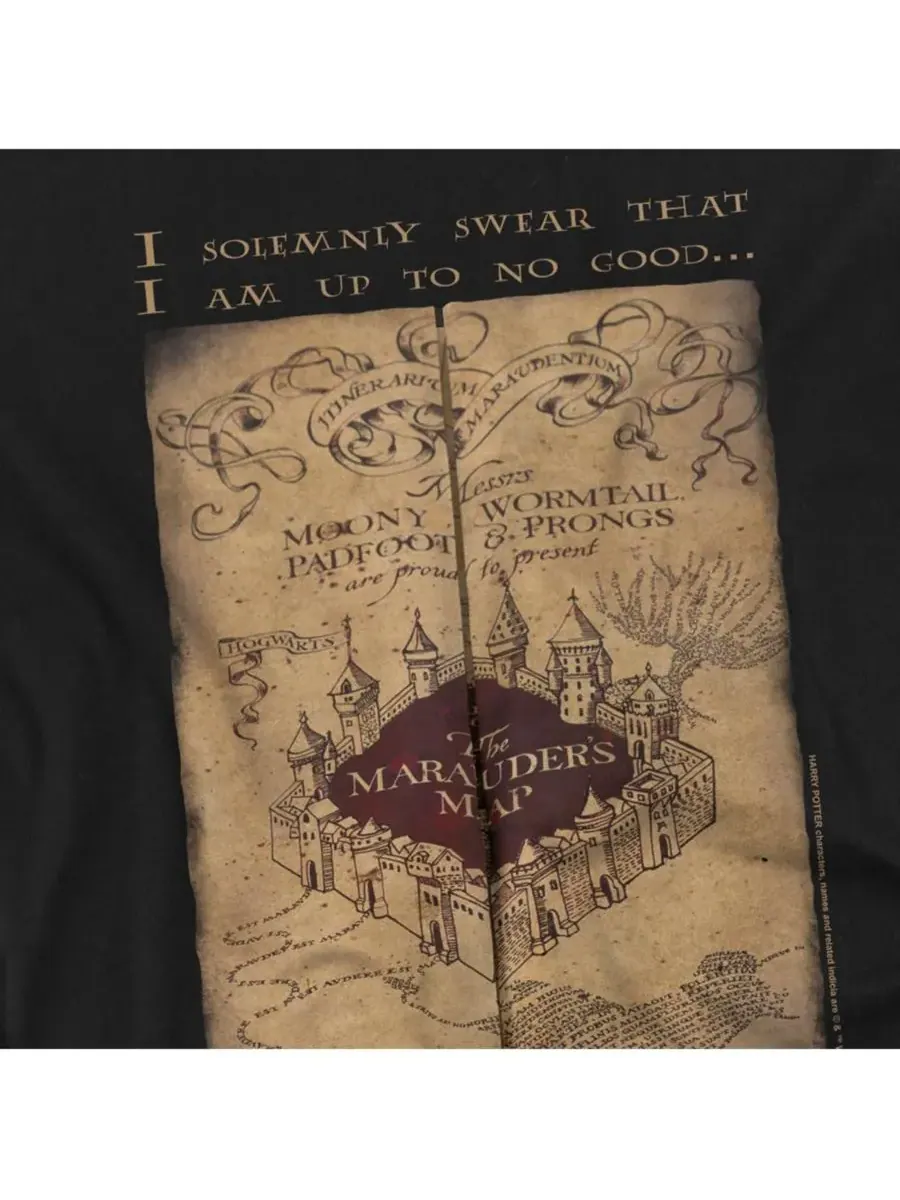Мужская футболка Marauder's Map Words Harry Potter — изображение 2 из 3, черный
