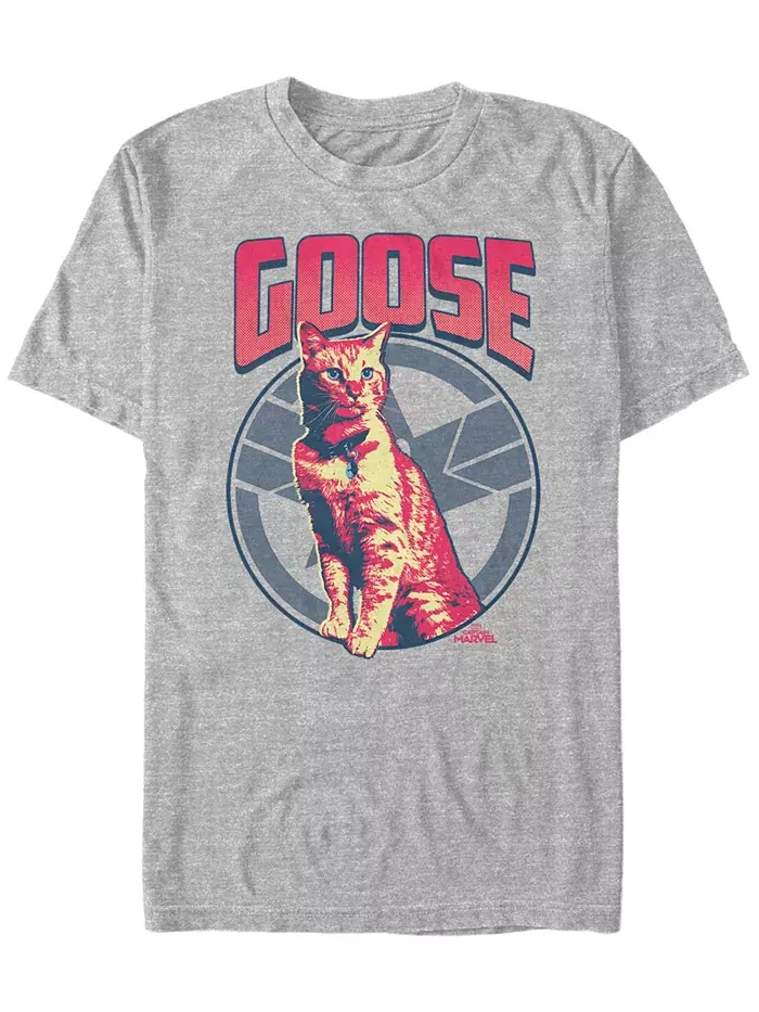 Футболка мужская Marvel "Captain Marvel Goose The Cat" с коротким рукавом Fifth Sun — изображение 1 из 1, серый