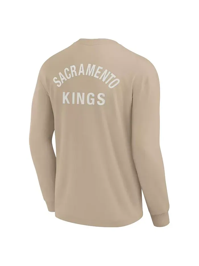 Мужская и женская супермягкая футболка с длинным рукавом Sacramento Kings Elements цвета хаки — изображение 3 из 3