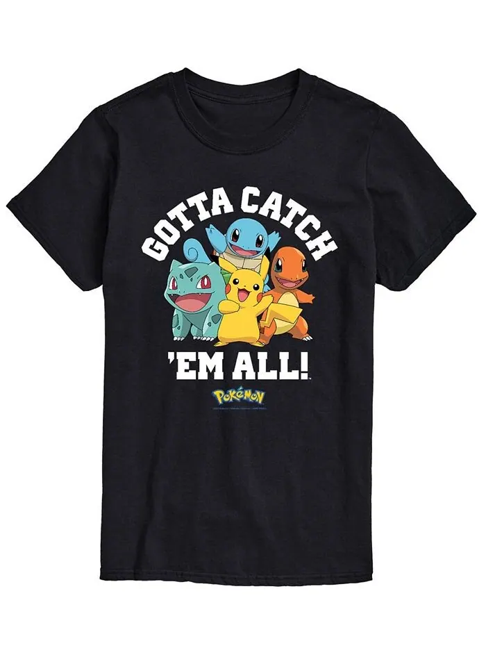Мужская футболка с рисунком Pokemon Catch Em All AIRWAVES — изображение 1 из 2, черный