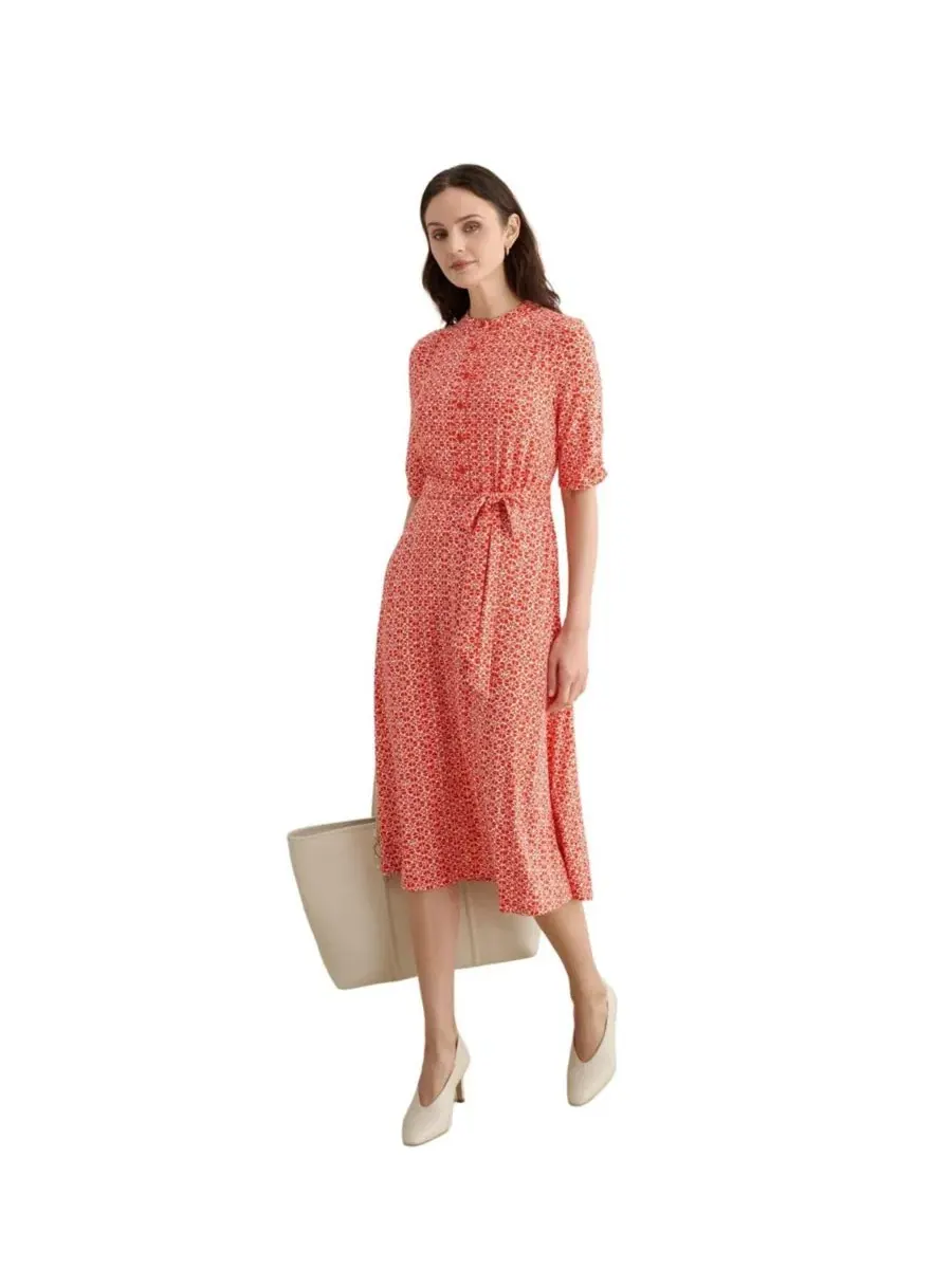 Женское трикотажное платье миди Cathy с рукавами 3/4 Hobbs London — изображение 1 из 8, красный