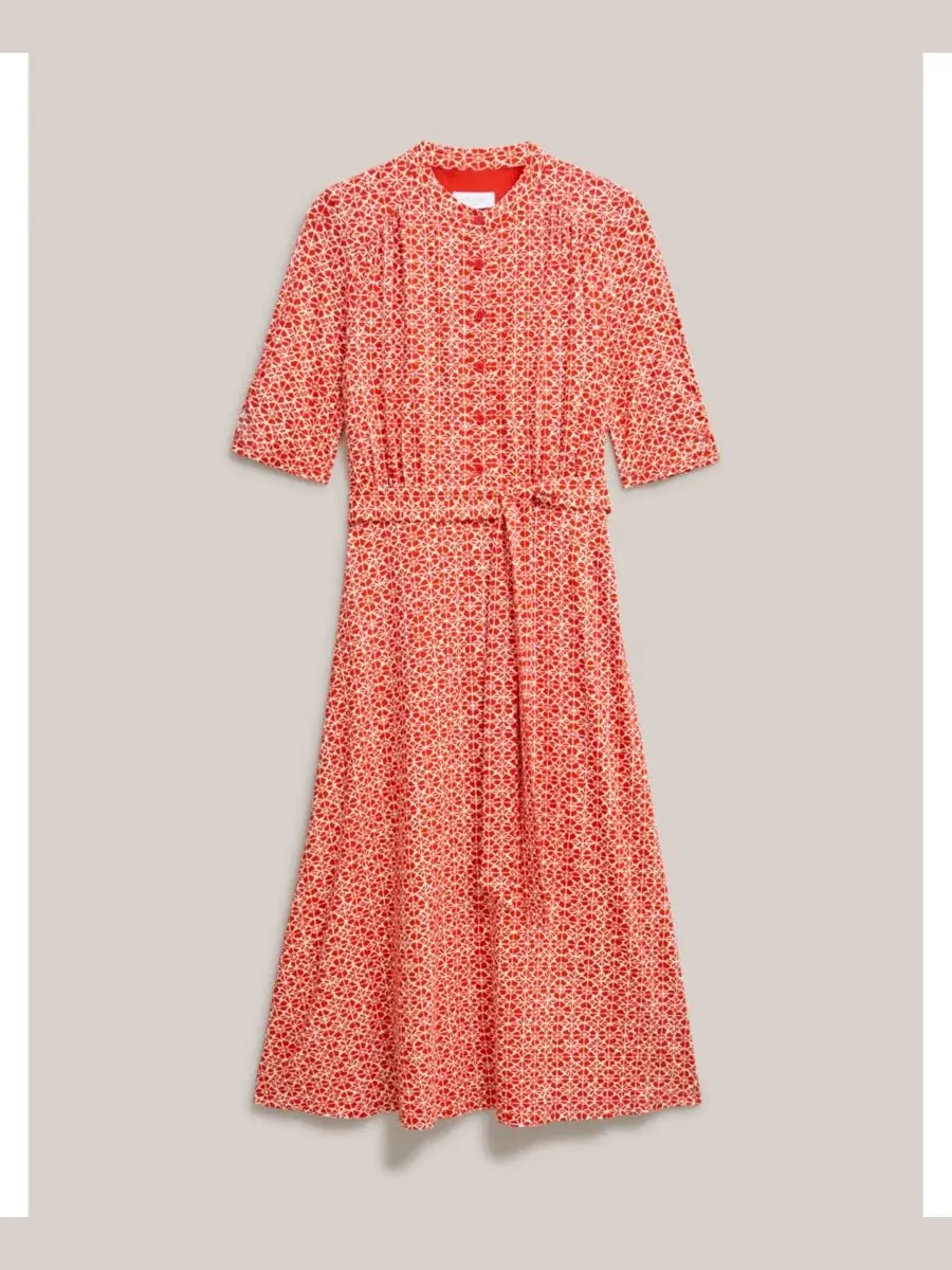 Женское трикотажное платье миди Cathy с рукавами 3/4 Hobbs London — изображение 2 из 8, красный