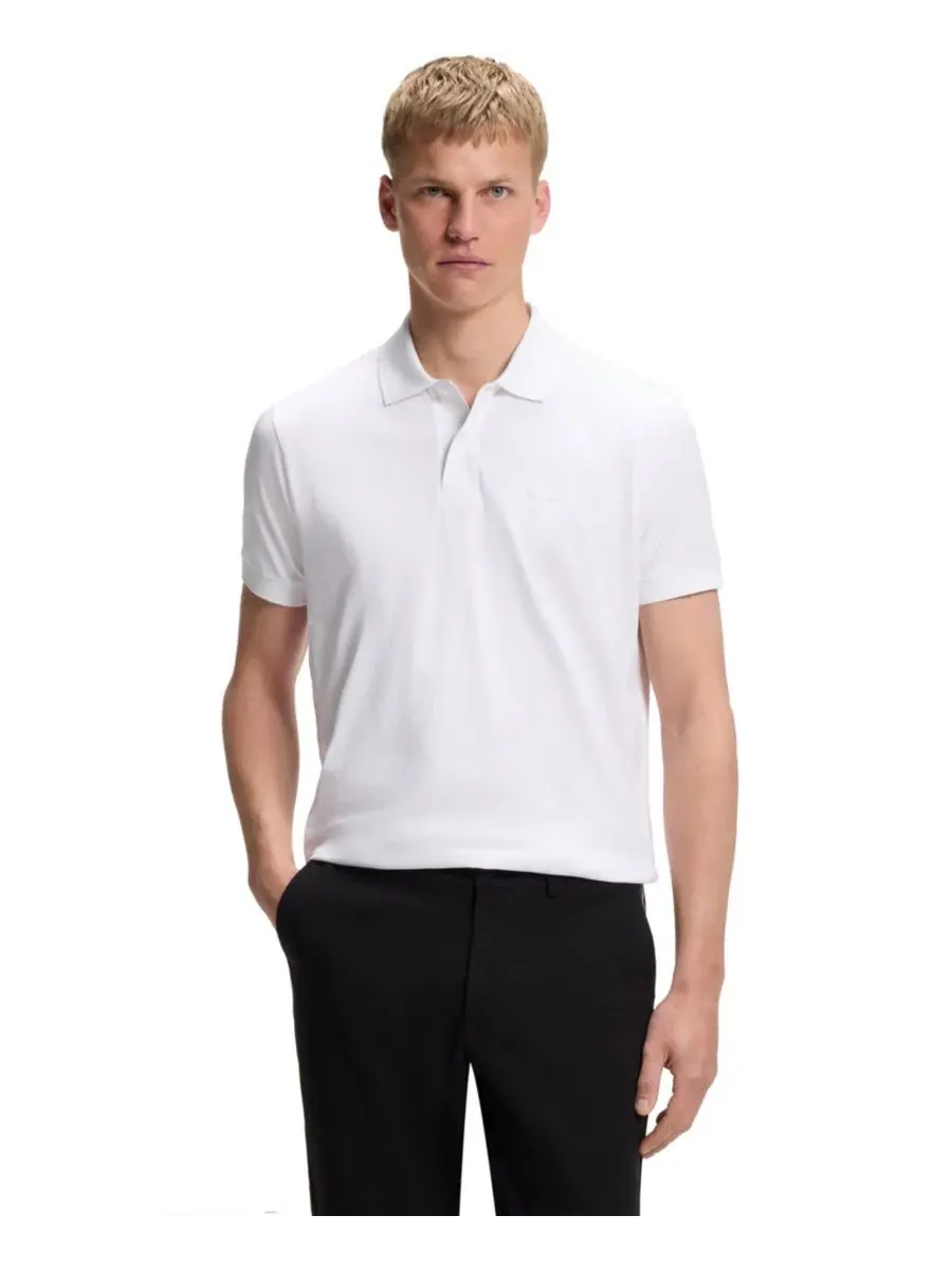 Мужское поло с вышитым логотипом, свободный крой Hugo Boss — изображение 1 из 5, белый