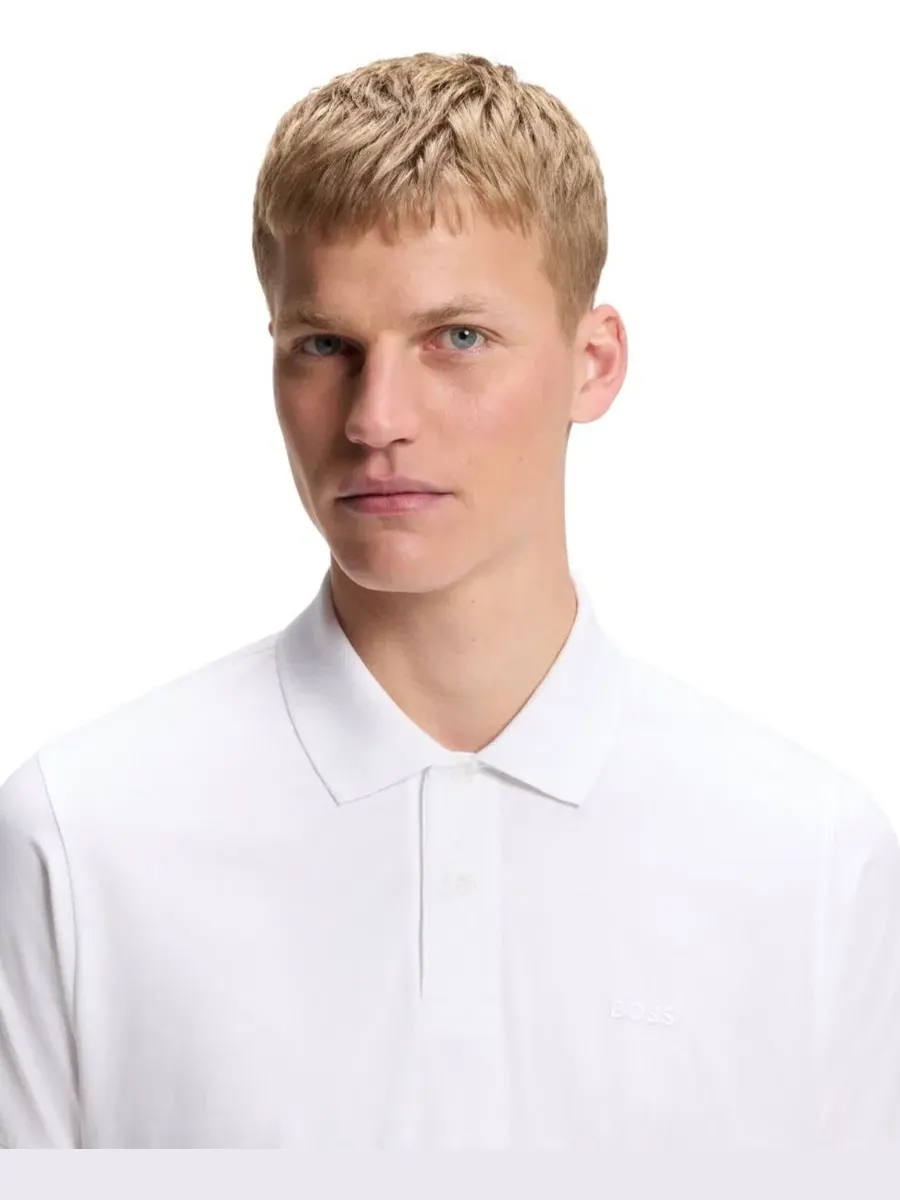 Мужское поло с вышитым логотипом, свободный крой Hugo Boss — изображение 5 из 5, белый