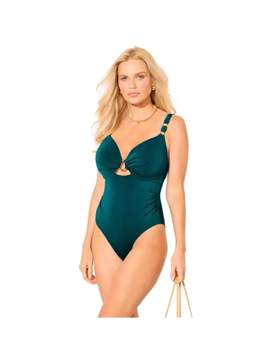 Женский слитный купальник с блестящим кольцом на косточках Swimsuits For All