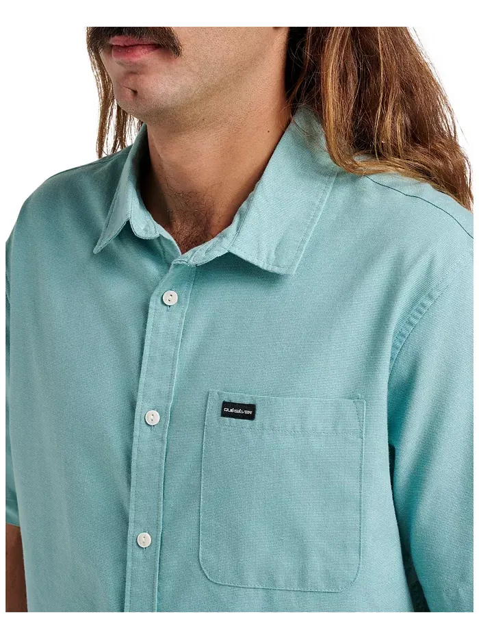 Мужская классическая рубашка с коротким рукавом Shoreline Quiksilver — изображение 3 из 5, бирюзовый