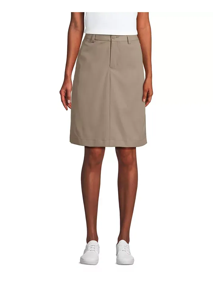 Юбка Women's Active Performance Chino Skort Top of the Knee Lands' End — изображение 1 из 3, хаки